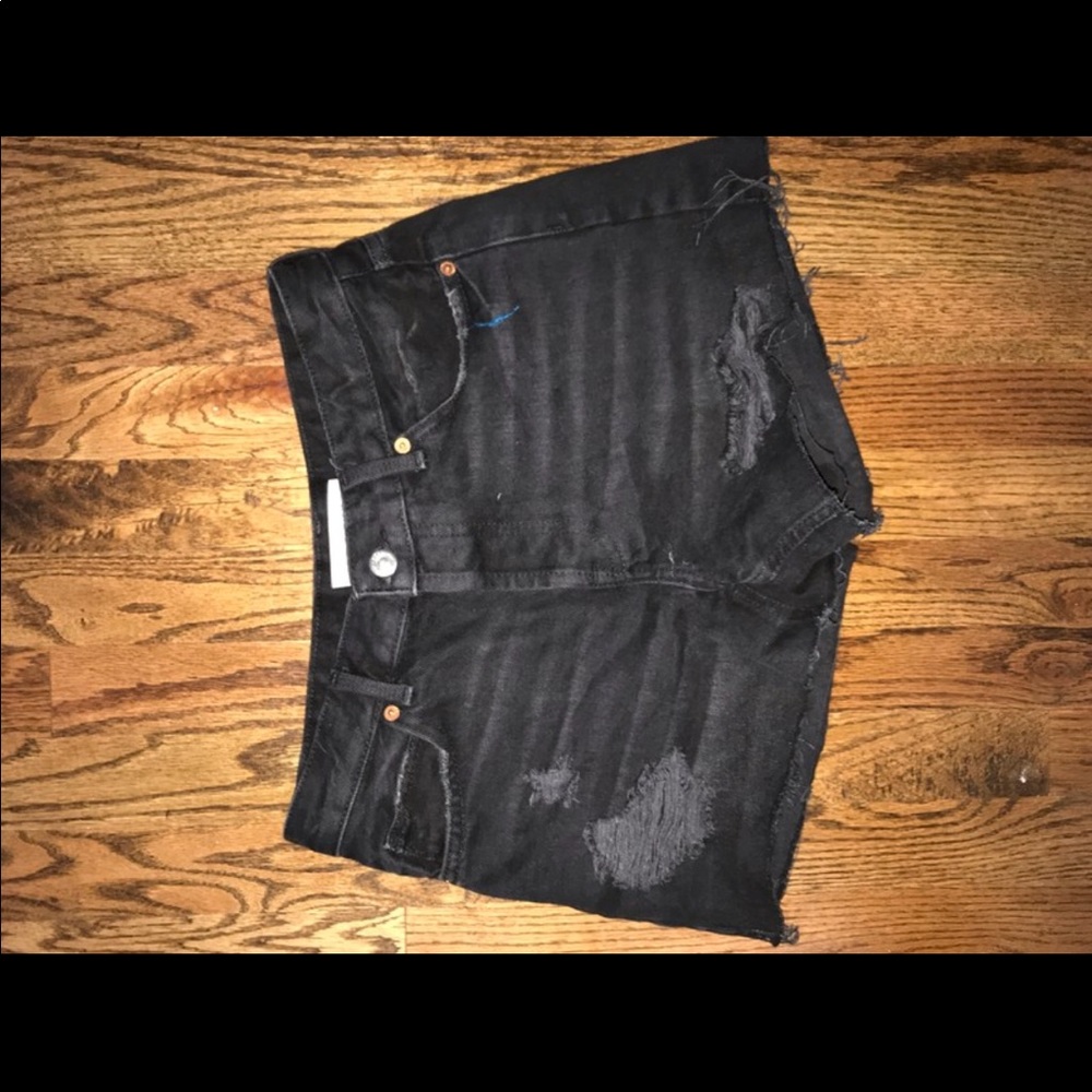 topshop ripped denim shorts